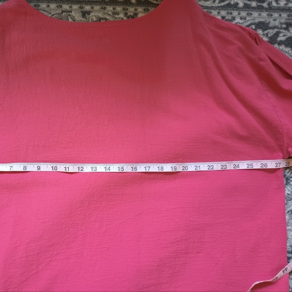 Soft Surroundings 1X Pink Gauze Tunic Top Boat Neck Barbie Beach Oversized - Picture 8 of 9